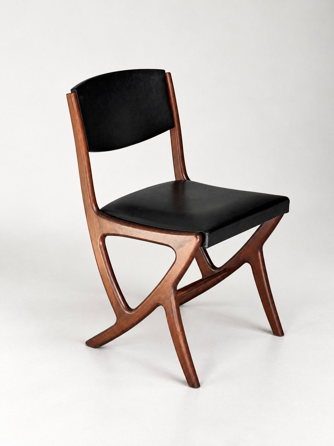 Vintage design mid century houten stoel, Nederland 1980, Ophalen, Zo goed als nieuw, Zwart