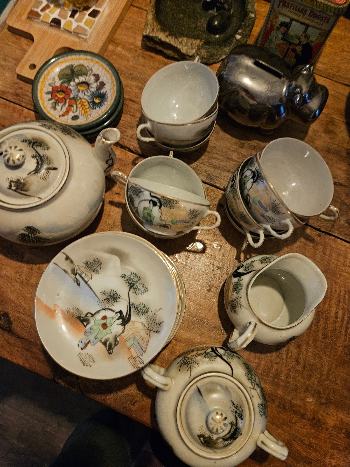 Vintage Japans Theeservies - Geisha Stijl met Goudaccenten, Ophalen