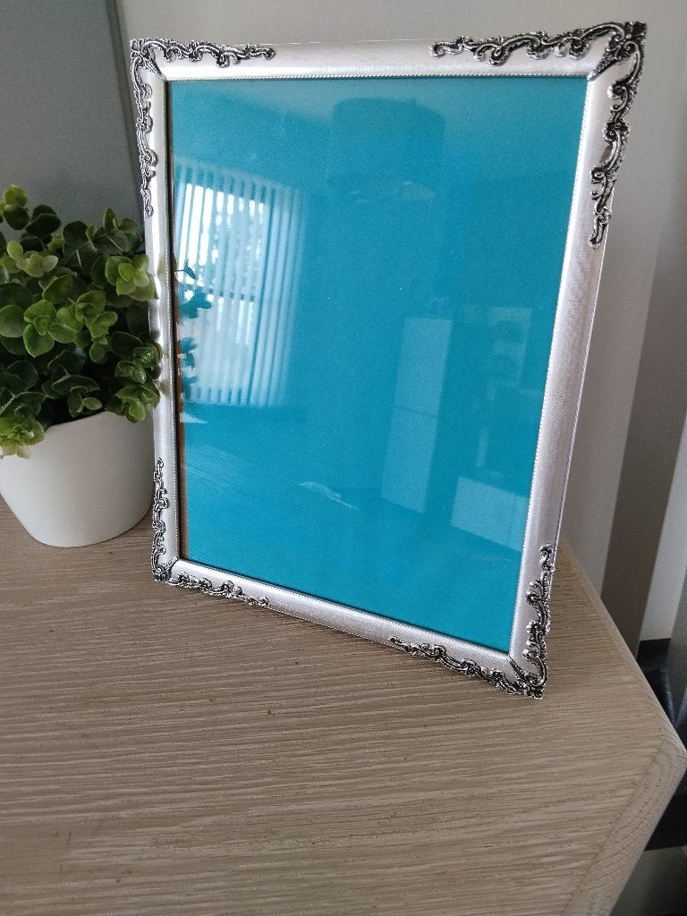 vintage XL zilverkleurige metalen  fotolijst, Huis en Inrichting, Ophalen of Verzenden, Zo goed als nieuw, Fotolijst, Met glas