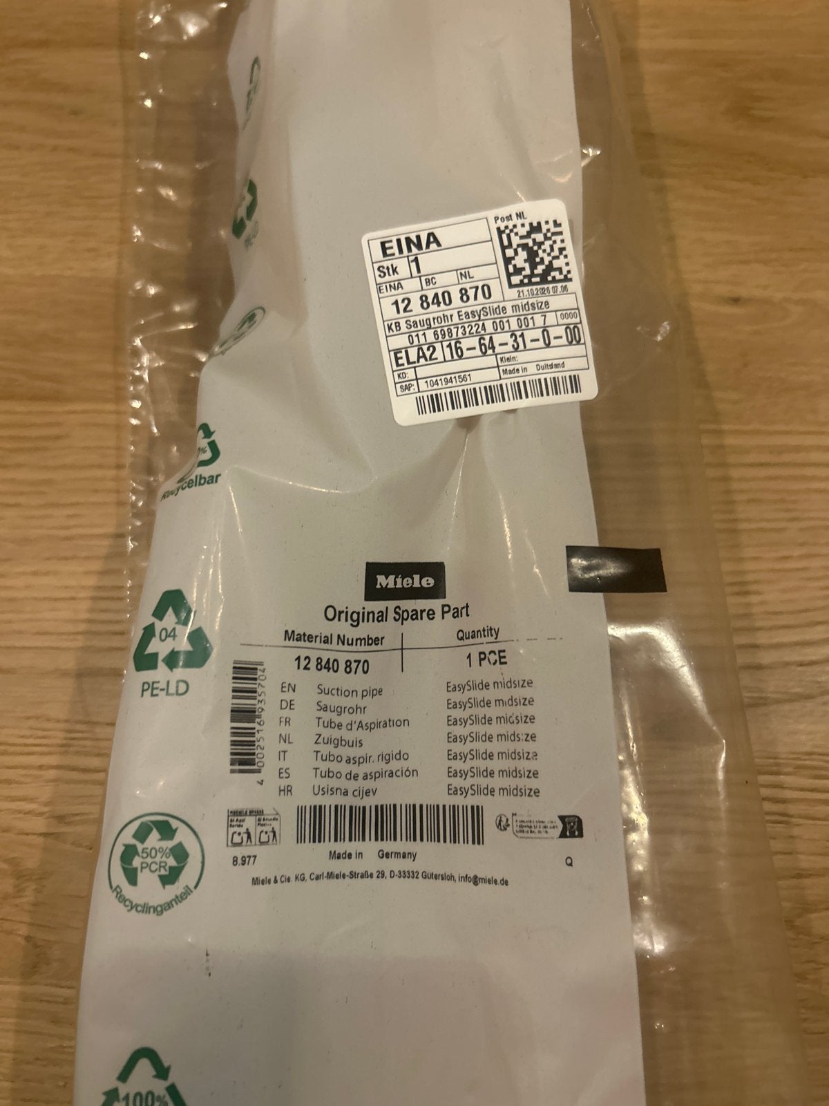 Nieuwe Miele stofzuigerstang (origineel), Stofzak, Inclusief accessoires, Overige typen, Nieuw