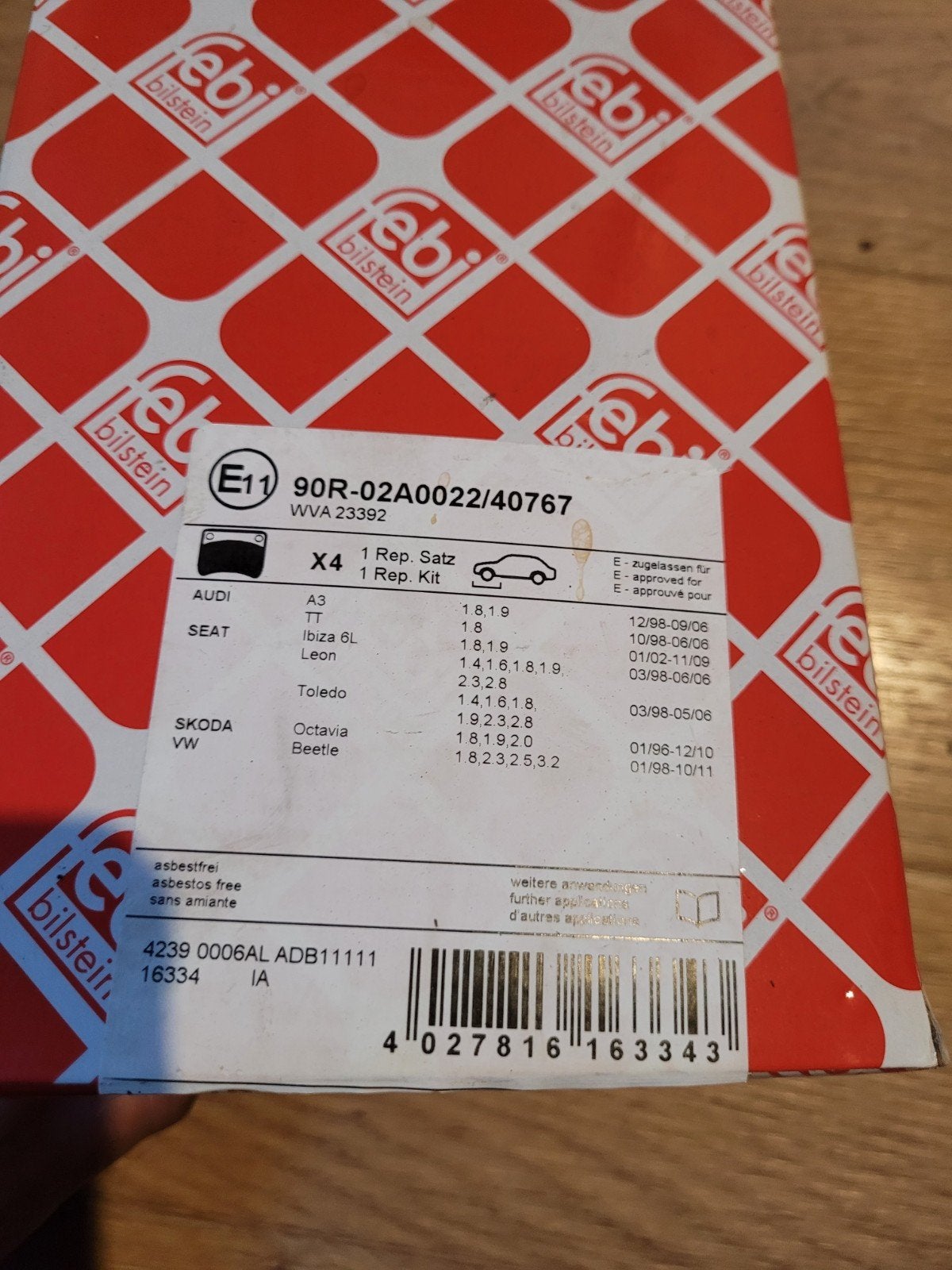 febi 16334 remblokken golf bora a3 tt ibiza leon octavia, Auto-onderdelen, Ophalen of Verzenden, Nieuw, Seat