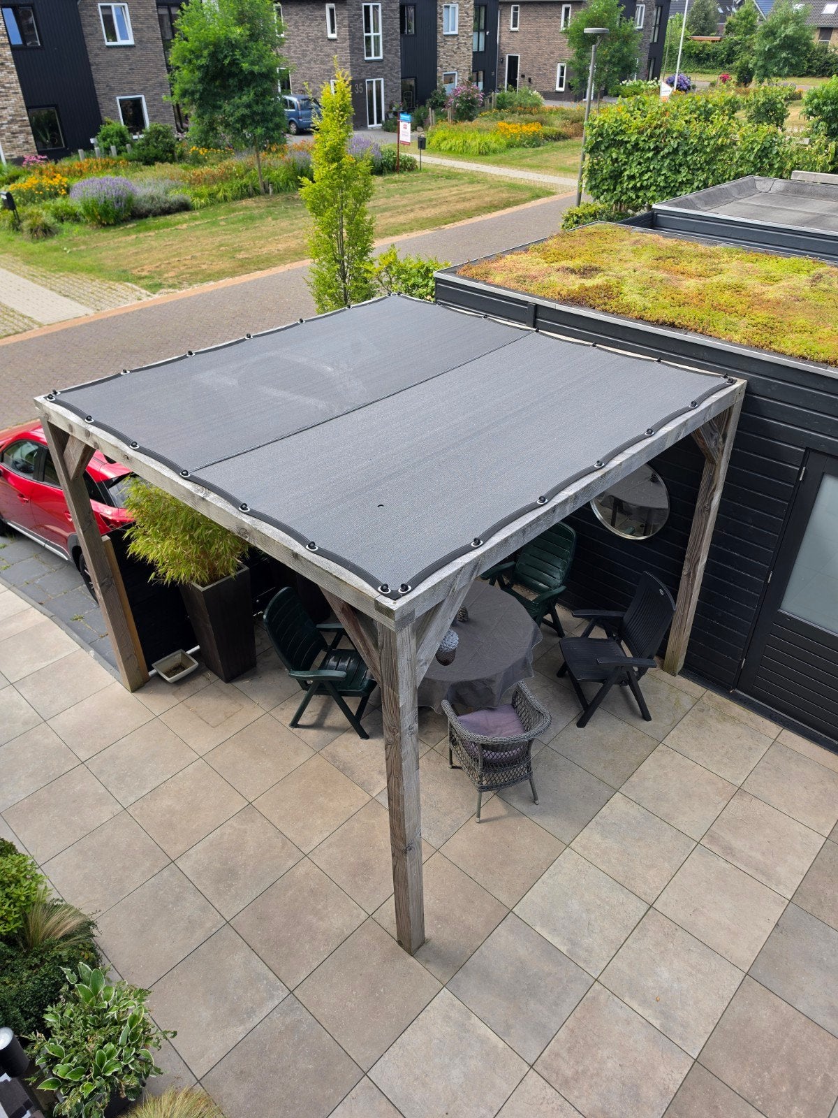 Houten Tuinpaviljoen/pergola met Schaduwdoek, Tuin en Terras, Ophalen, Gebruikt, Tuinpaviljoen