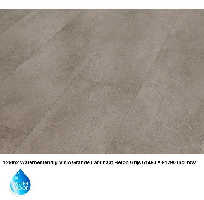 129m² Waterbestendig Visio Grande Laminaat Beton Grijs, Huis en Inrichting, Stoffering | Vloerbedekking, 75 m² of meer, Nieuw