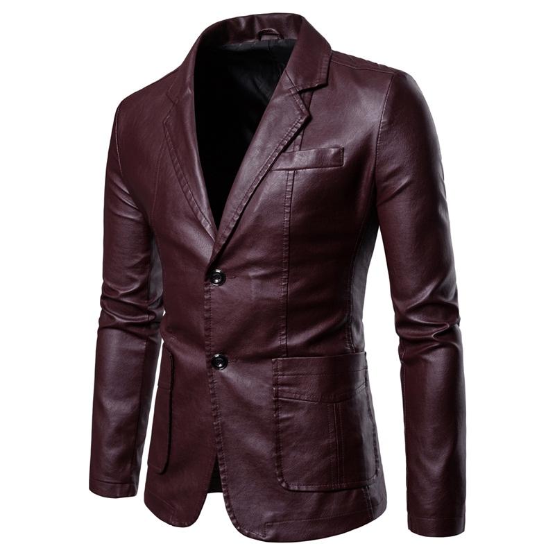 Wijnrood leren colbert (rode kunstleren heren blazer), Kleding | Heren, Kostuums en Colberts, Verzenden, Nieuw, Overige maten