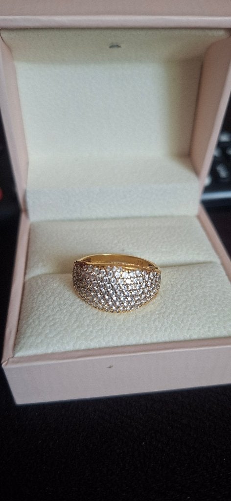 21krt gouden ring maat 18.5mm, 18 tot 19, Ophalen of Verzenden, Zo goed als nieuw, Met edelsteen