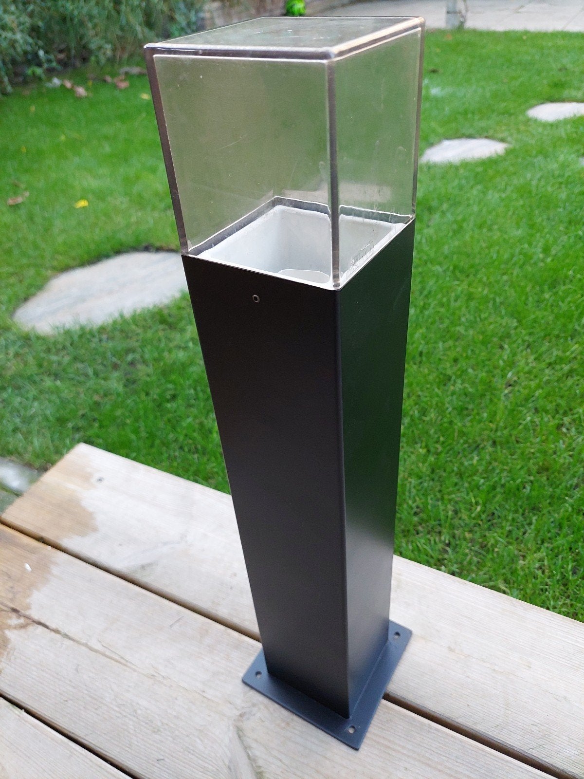 Strakke buitenlamp - 50 cm hoog, Gebruikt, Minder dan 50 watt, Staande lamp, Aluminium