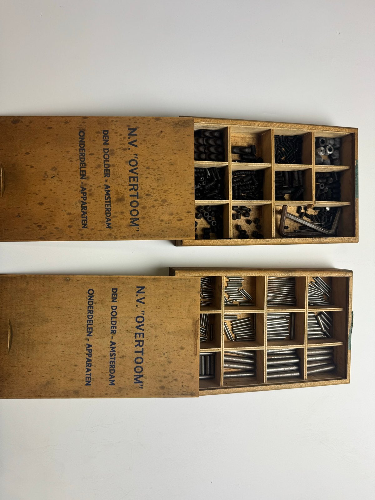 Vintage 'Overtoom' sorteerkisten met diverse bevestigingsmat, Ophalen, Gebruikt, Minder dan 50 mm, Overige typen