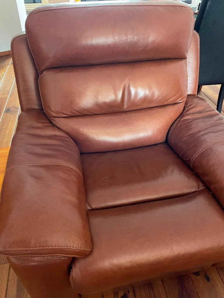 Lederland elektrische relaxfauteuil / leren fauteuil, Ophalen, Gebruikt, 75 tot 100 cm, Leer
