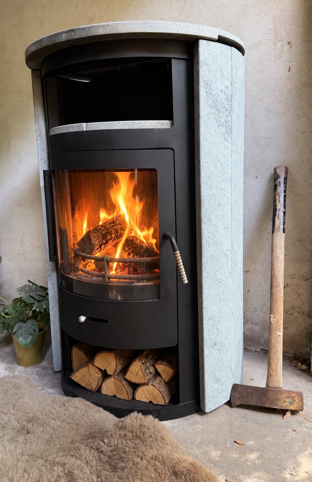 Prachtige 🔥SCAN line speksteen houtkachel BLACK-grey ZGAN, Ophalen, Houtkachel, Zo goed als nieuw, Vrijstaand
