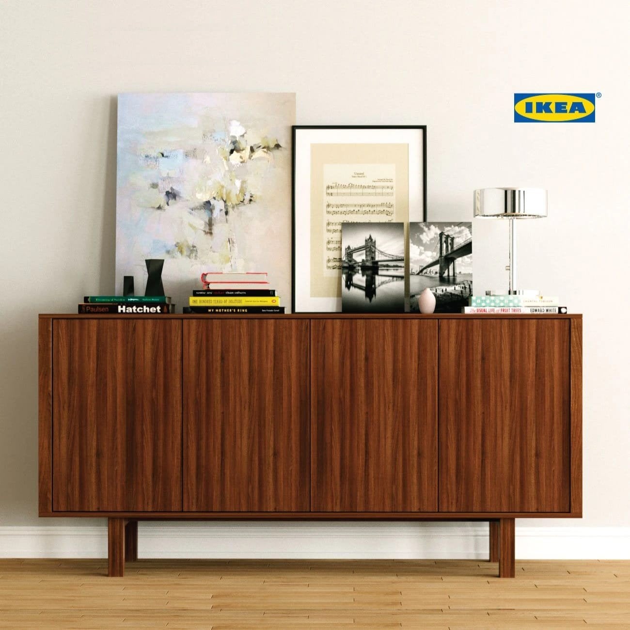 Dressoir Stockholm Ikea walnootfineer, Huis en Inrichting, Ophalen, Zo goed als nieuw, 25 tot 50 cm, 150 tot 200 cm