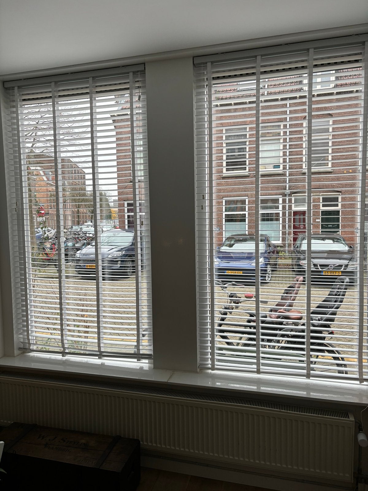 Witte houten jaloezieën 120x220cm, Ophalen, Zo goed als nieuw, Wit, Jaloezie