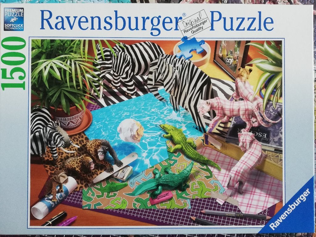 Puzzel 1500 stukjes: Origami Avontuur, Ophalen of Verzenden, 500 t/m 1500 stukjes, Zo goed als nieuw, Legpuzzel