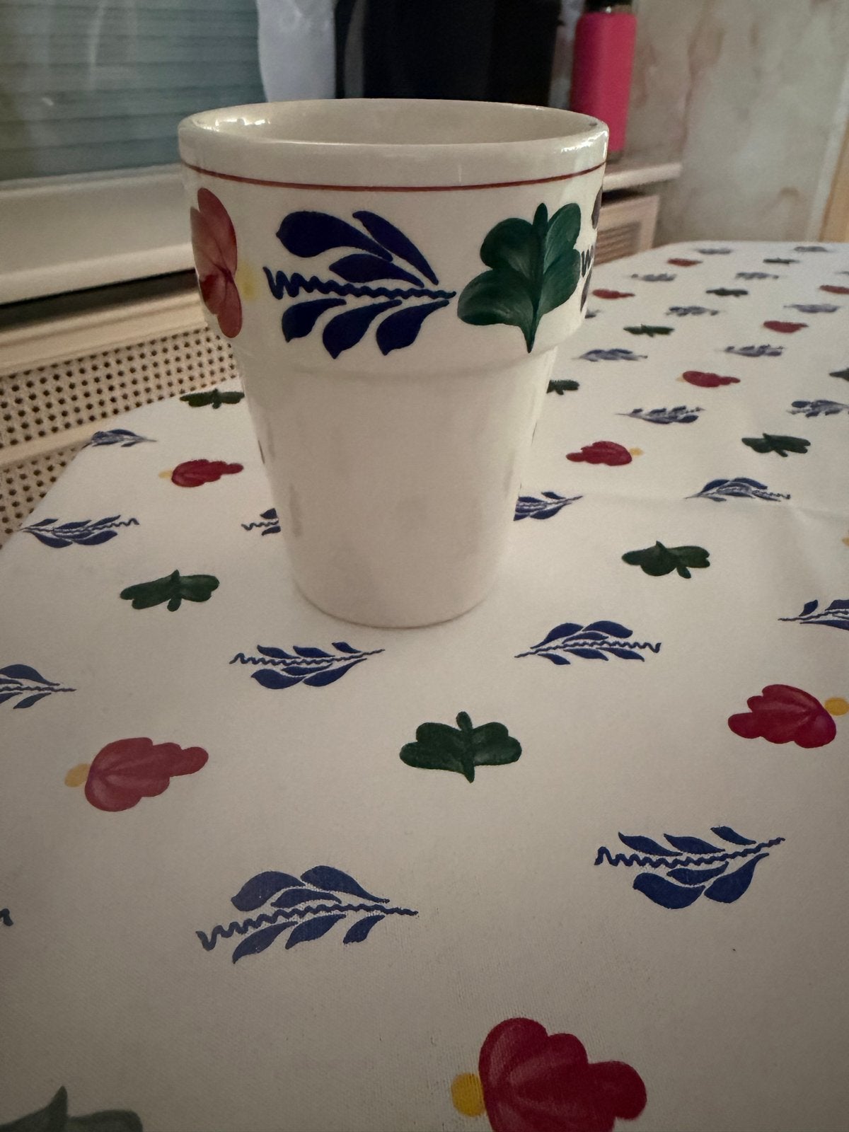 Boerenbont Grote Drinkbeker / Beker zonder Oor, Gebruikt, Vintage, Aardewerk, Mok