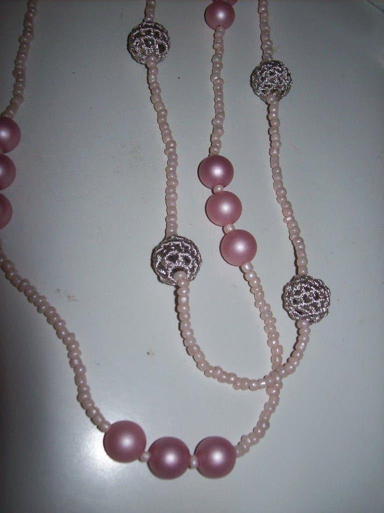 Ketting Roze steentjes En Steen Beige Kralen fraai model, Sieraden, Tassen en Uiterlijk, Kettingen, Verzenden, Nieuw, Steen of Mineraal