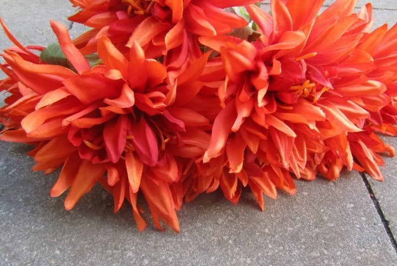 CHRYSANT - ORANJE & ROOD, Huis en Inrichting, Woonaccessoires | Kunstplanten en Kunstbloemen, Nieuw, Ophalen of Verzenden