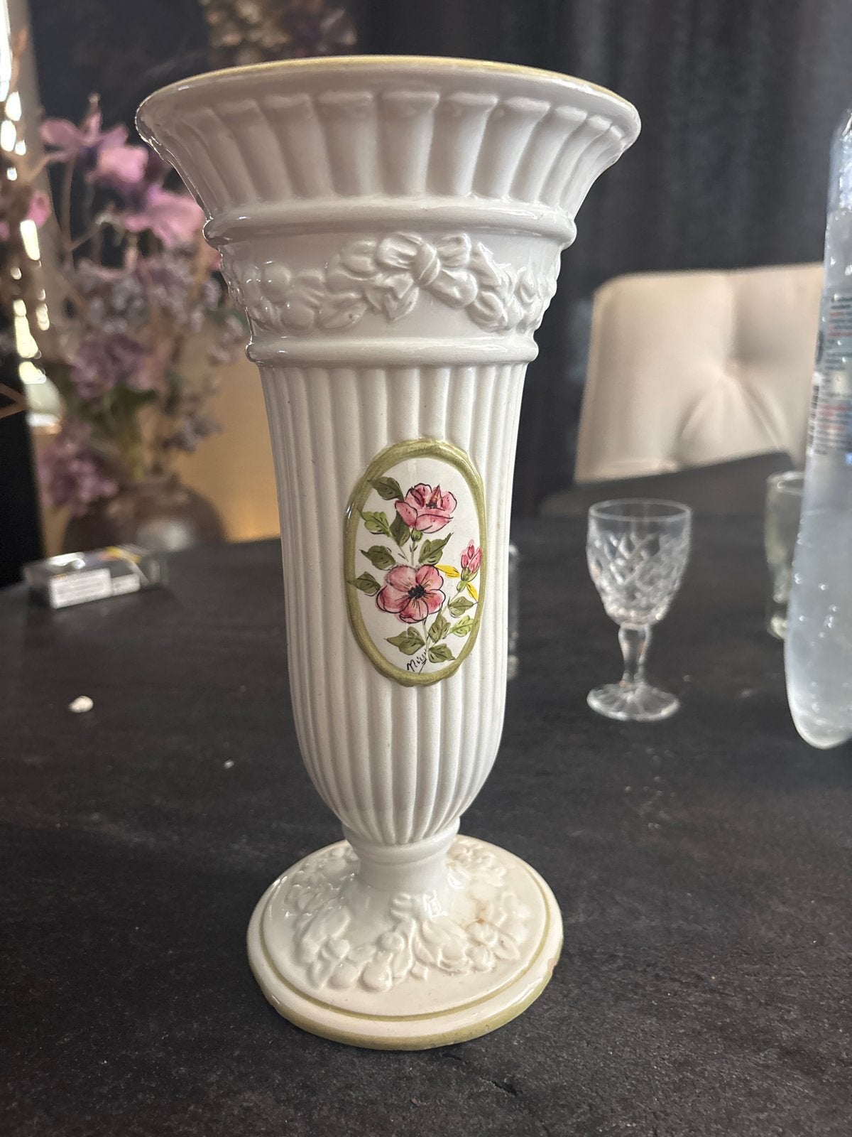 Vintage Italiaanse vaas met bloemmotief, Antiek en Kunst, Ophalen of Verzenden
