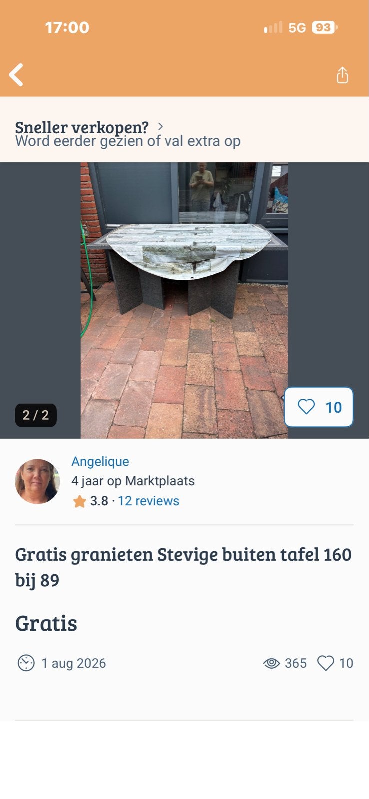 Stevige granieten tuintafel - Gratis af te halen, Ophalen, Gebruikt, Rechthoekig, Overige materialen