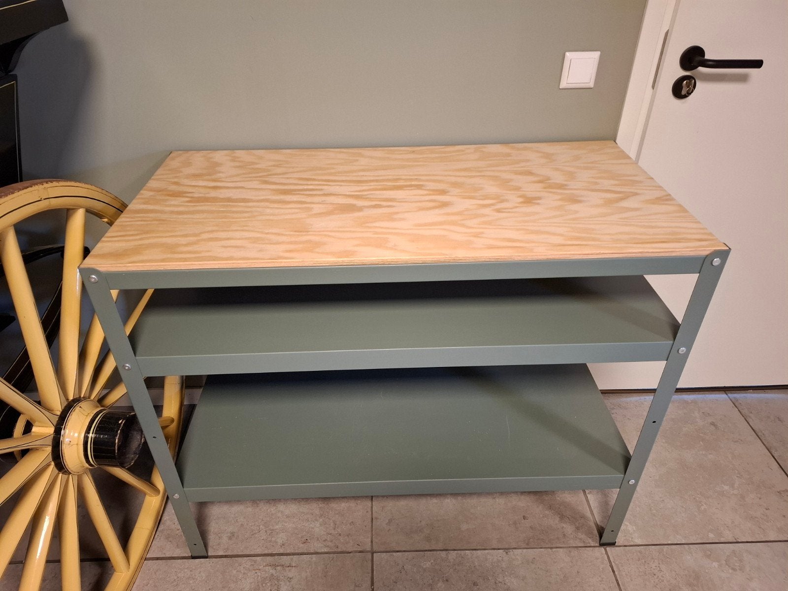 IKEA BROR Werkbank grijs/groen, Huis en Inrichting, Kasten | Stellingkasten, Ophalen, Gebruikt