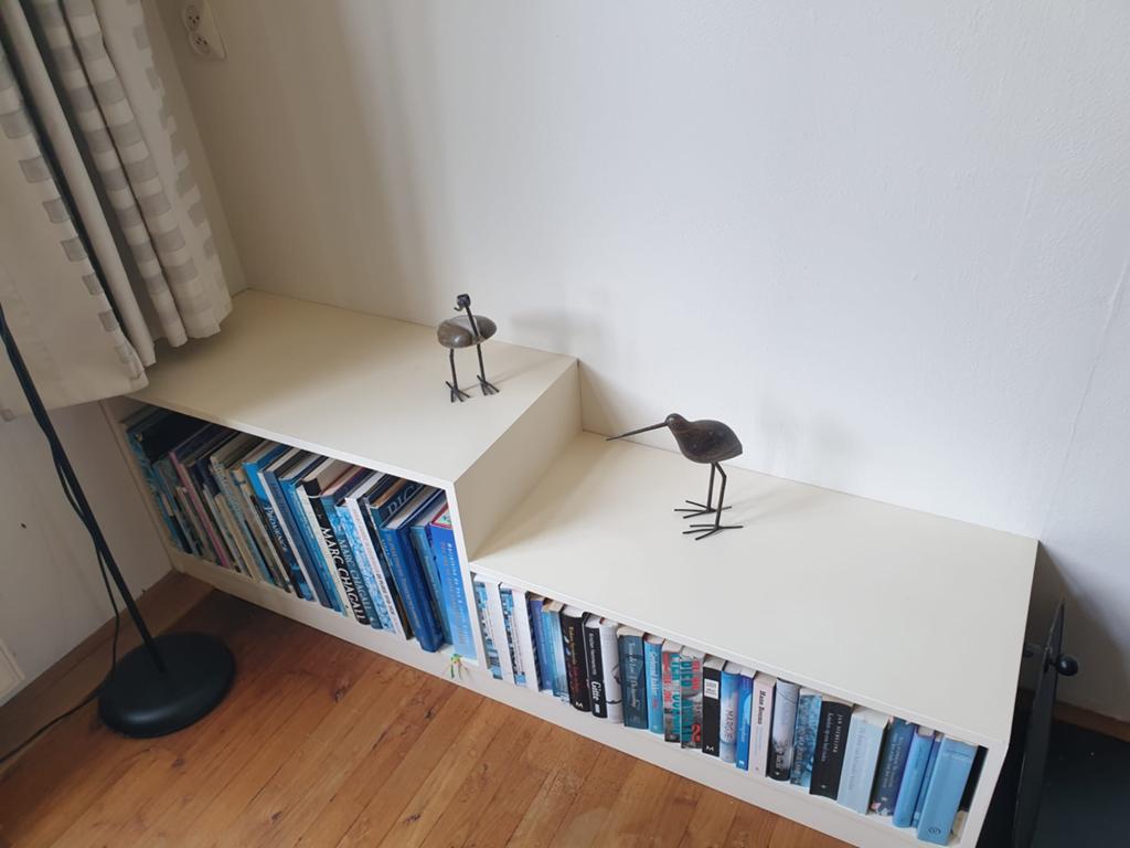 Boekenkast met twee niveaus, 160x50x40 cm, Huis en Inrichting, Ophalen, Met plank(en), Gebruikt, 150 tot 200 cm