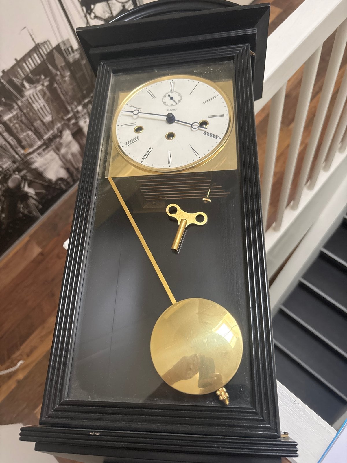 Kieninger wandklok met slinger en sleutel, Antiek en Kunst, Ophalen of Verzenden