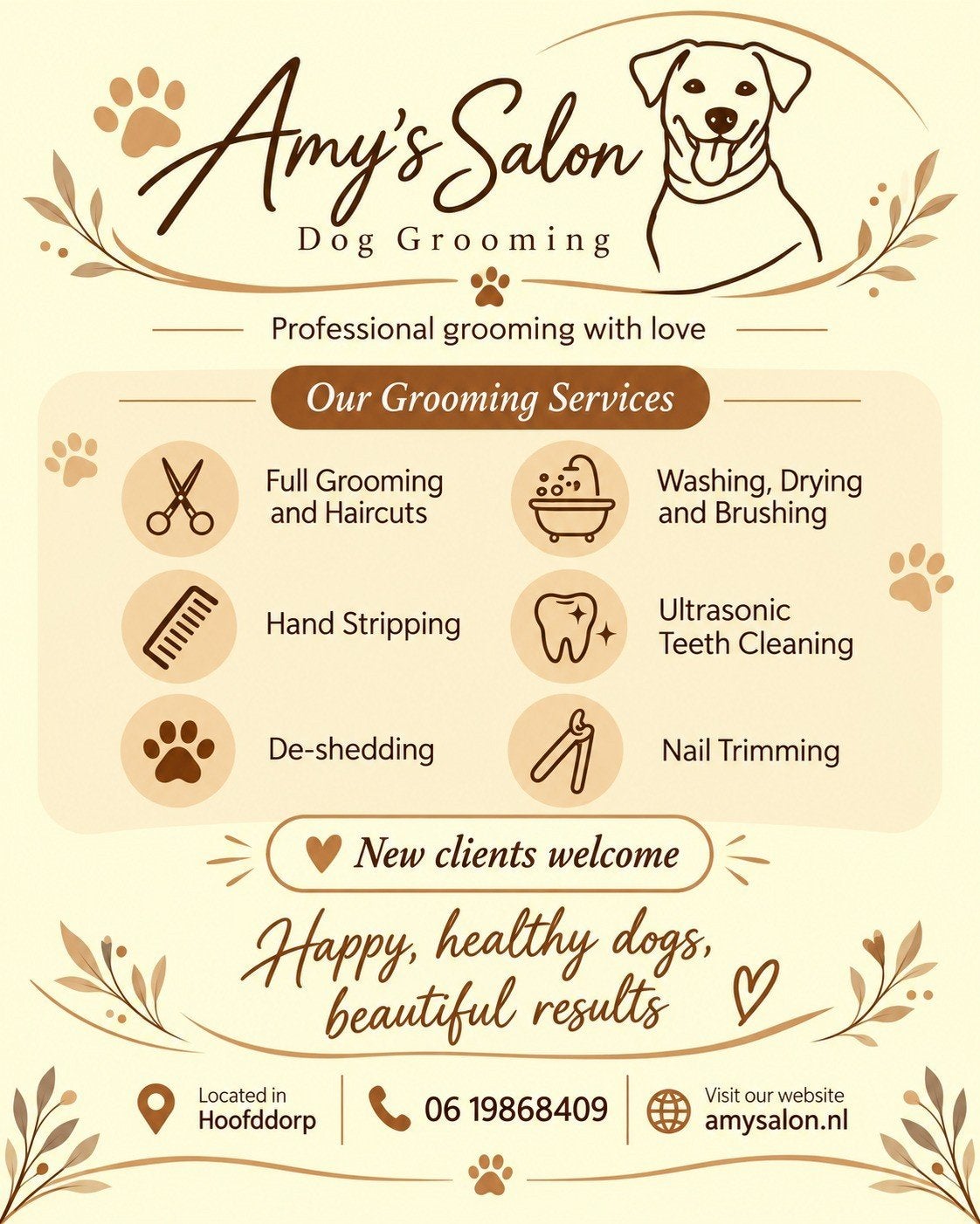 Hondentrimsalon Amy's Salon Hoofddorp | Nieuwe klanten, Pension of Dagopvang