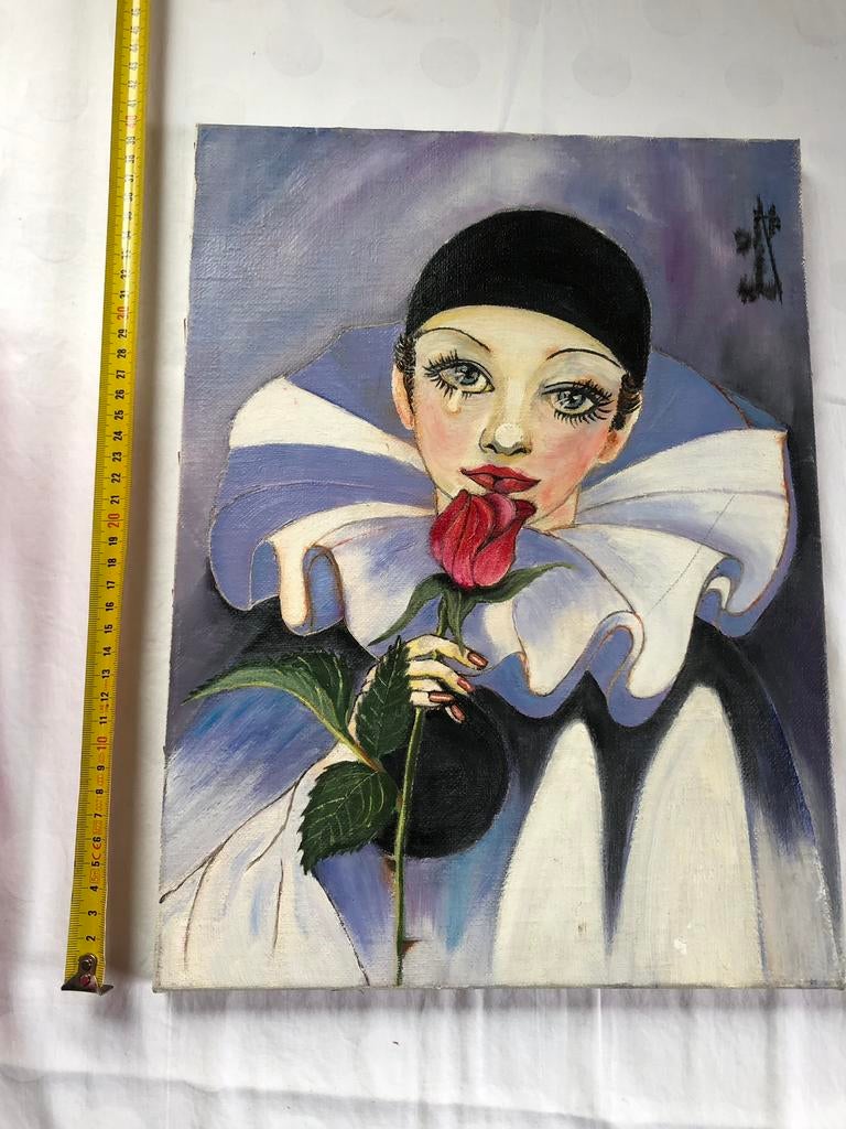 Olieverf schilderij clown, Ophalen of Verzenden