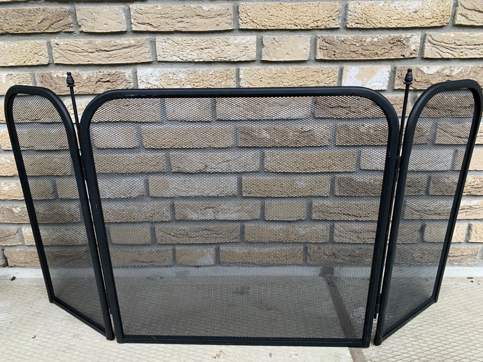 Zwart metalen drieluik haardscherm 54 x 94 cm, Ophalen of Verzenden, Gebruikt, Vrijstaande haard, Overige soorten