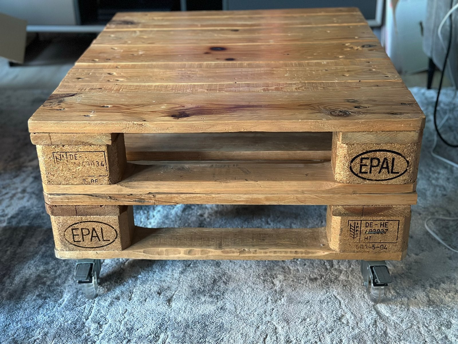 Salontafel van Pallets met Wielen, Ophalen, Gebruikt, 50 tot 100 cm, 50 tot 100 cm