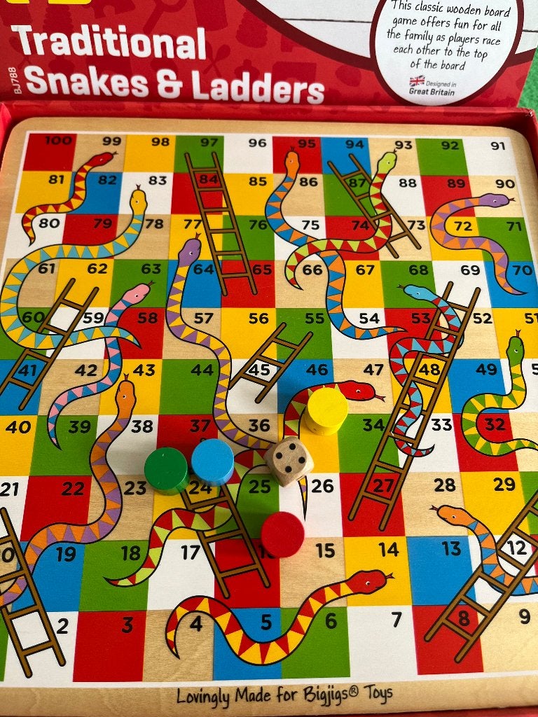 Adders en ladders spel van hout, Een of twee spelers, Ophalen of Verzenden, Nieuw