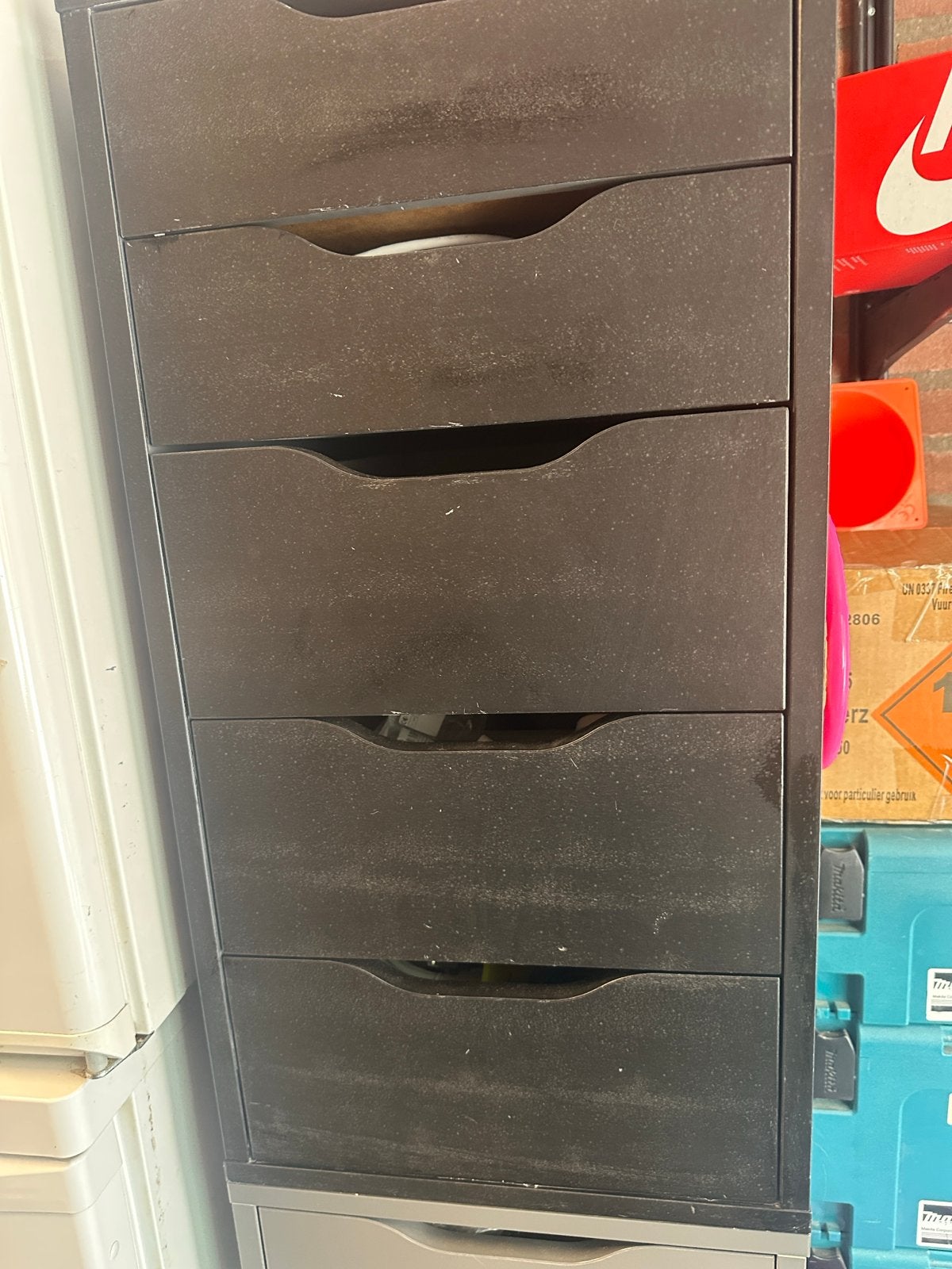 Ikea Alex ladekast zwart 5 laden, Huis en Inrichting, Kasten | Ladekasten, Ophalen, Minder dan 50 cm, Gebruikt, 5 laden of meer