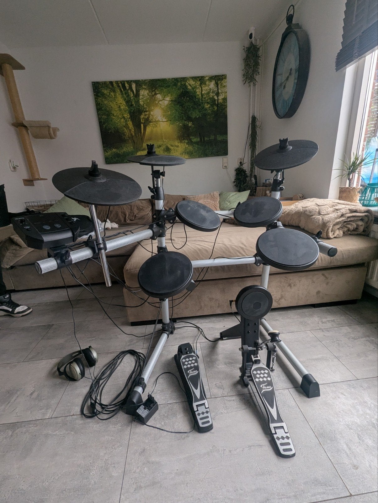 Elektronisch drumstel HD 2000 met Fame pedalen, Ophalen, Gebruikt, Overige merken, Elektronisch