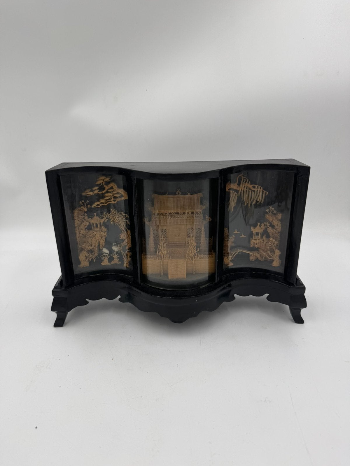 Vintage Chinees Diorama – Handgesneden Kurkkunst vitrine, Ophalen of Verzenden