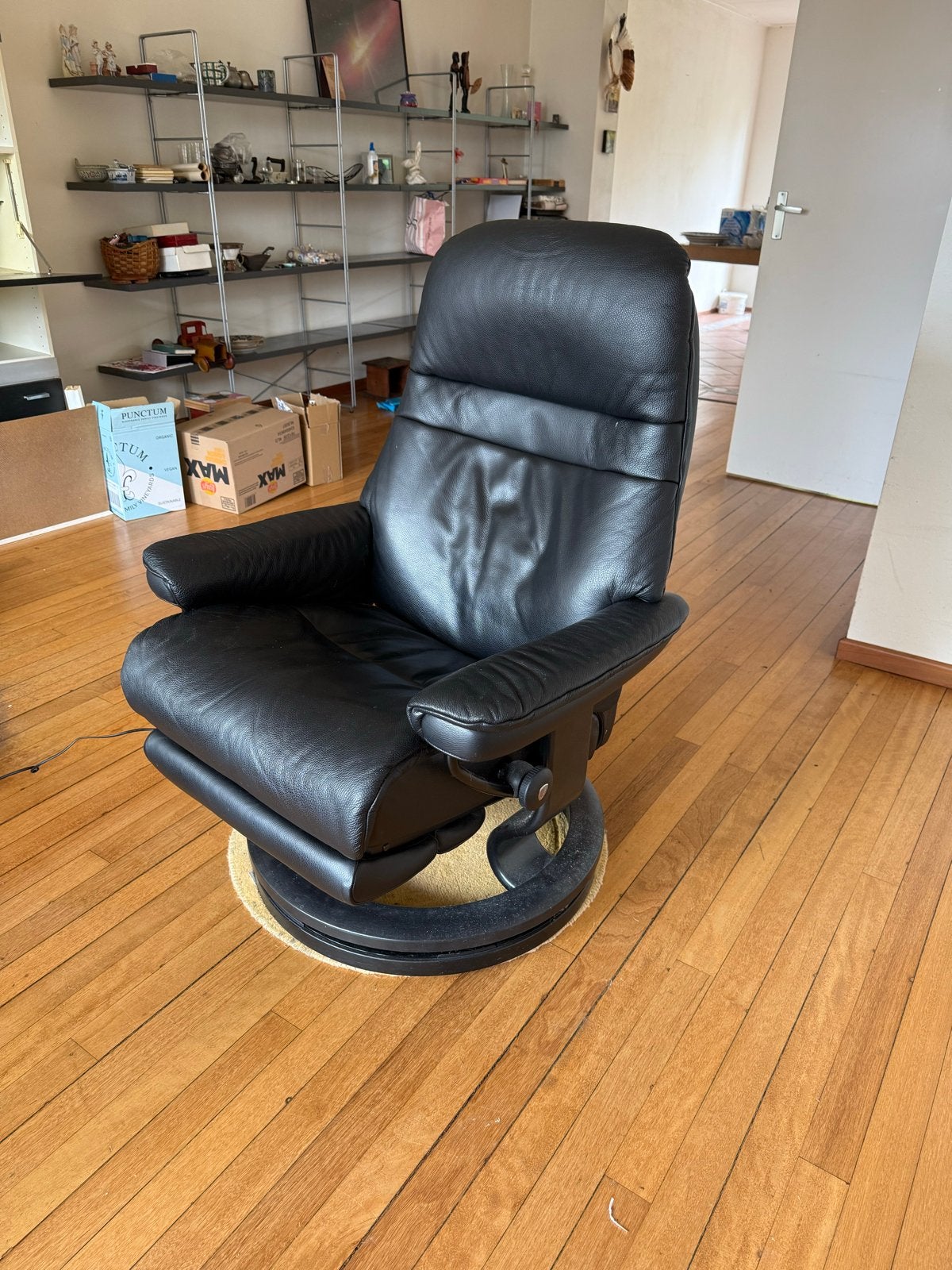Stressless elektrisch verstelbare relaxstoel, Huis en Inrichting, Ophalen, Gebruikt, 100 tot 125 cm, Leer