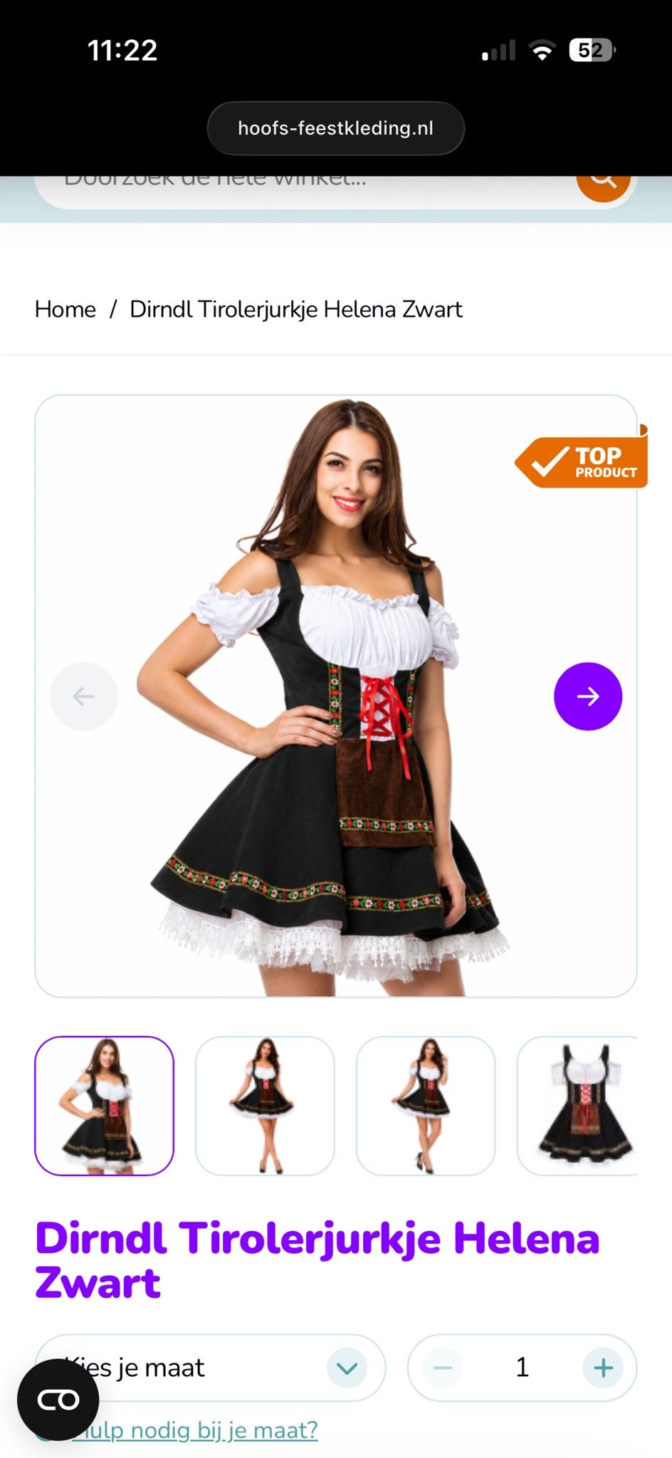 Dirndl Tirolerjurkje Helena Zwart, Kleding | Dames, Kleding, Ophalen, Maat 38/40 (M), Overige thema's