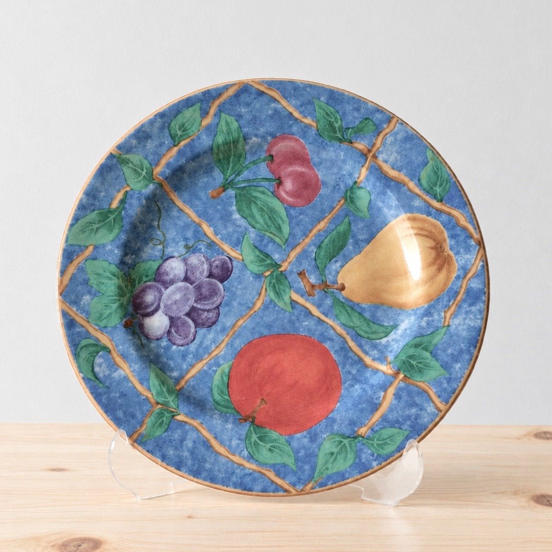 Set van 6 Vintage Fruit Bordjes Gres Ligne Hotesse, Overige merken, Vintage, Ophalen of Verzenden, Zo goed als nieuw