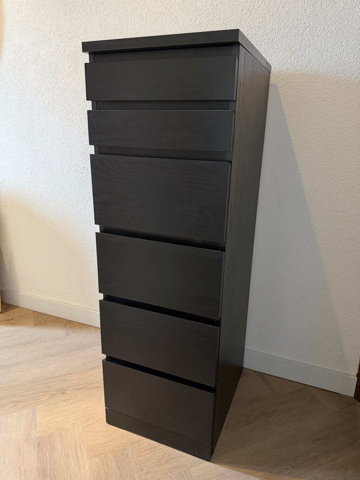 IKEA Malm ladekast met 6 lades en spiegel, zwartbruin, Ophalen, Minder dan 50 cm, Gebruikt, 5 laden of meer