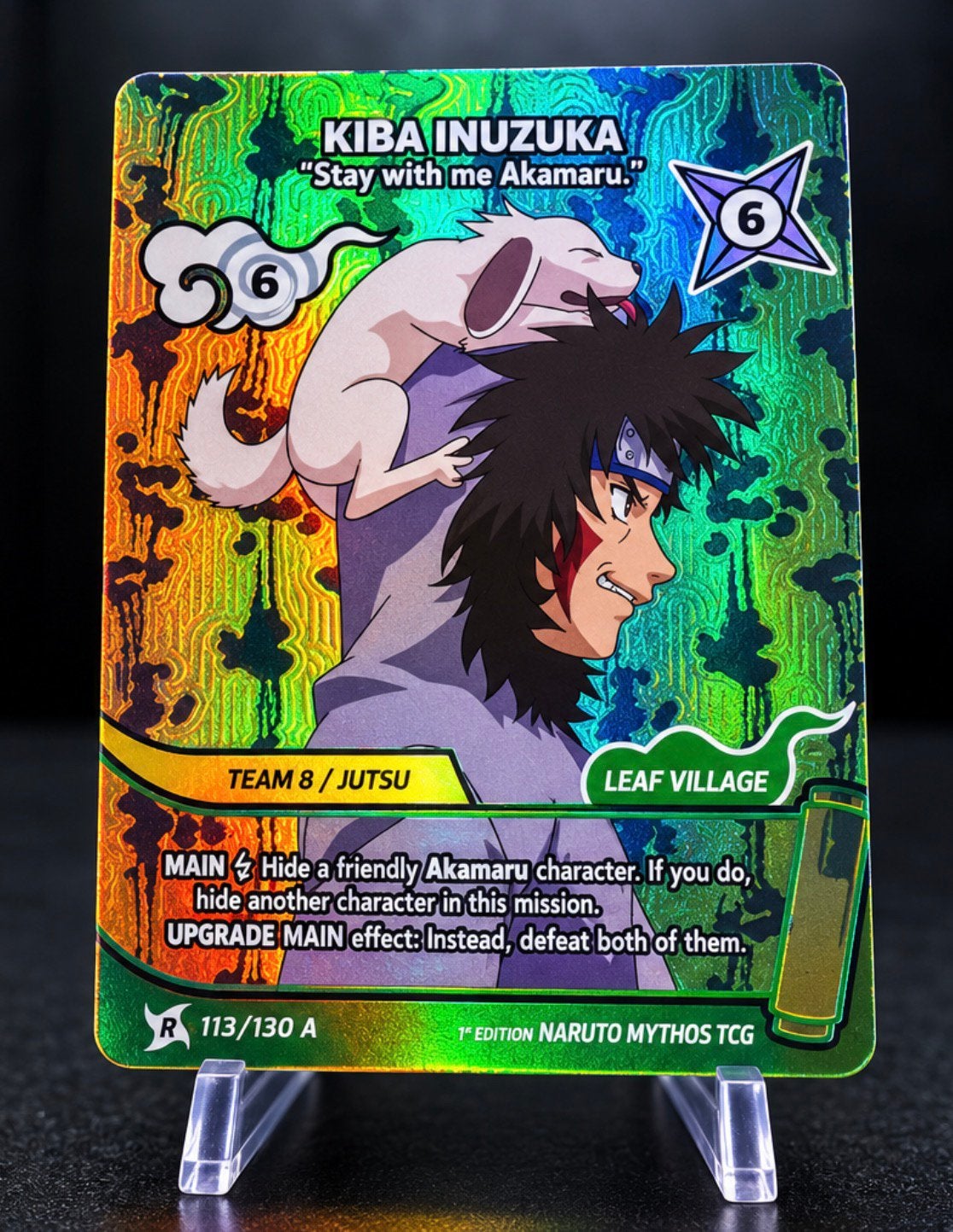 Naruto Mythos TCG Kiba Inuzuka 1st Edition Foil Kaart, Ophalen of Verzenden, Zo goed als nieuw, Losse kaart, Foil
