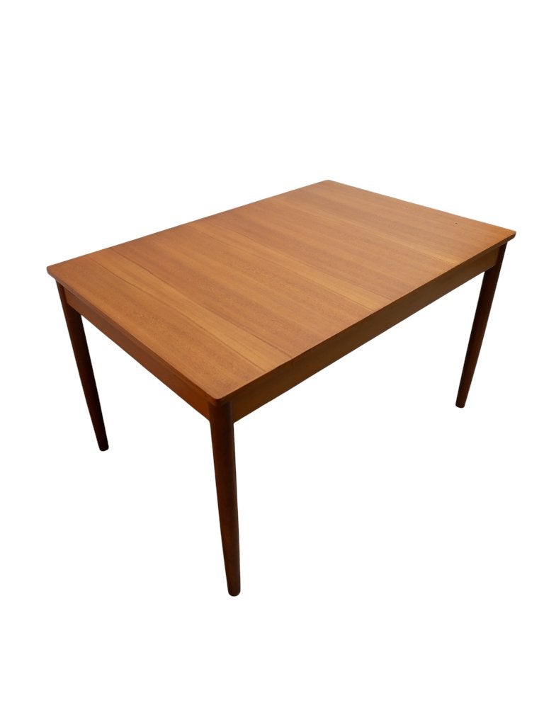 Vintage uitschuifbare teak eettafel, jaren 60, Ophalen, Gebruikt, Teakhout, Rijksstraatweg 37 Wilp