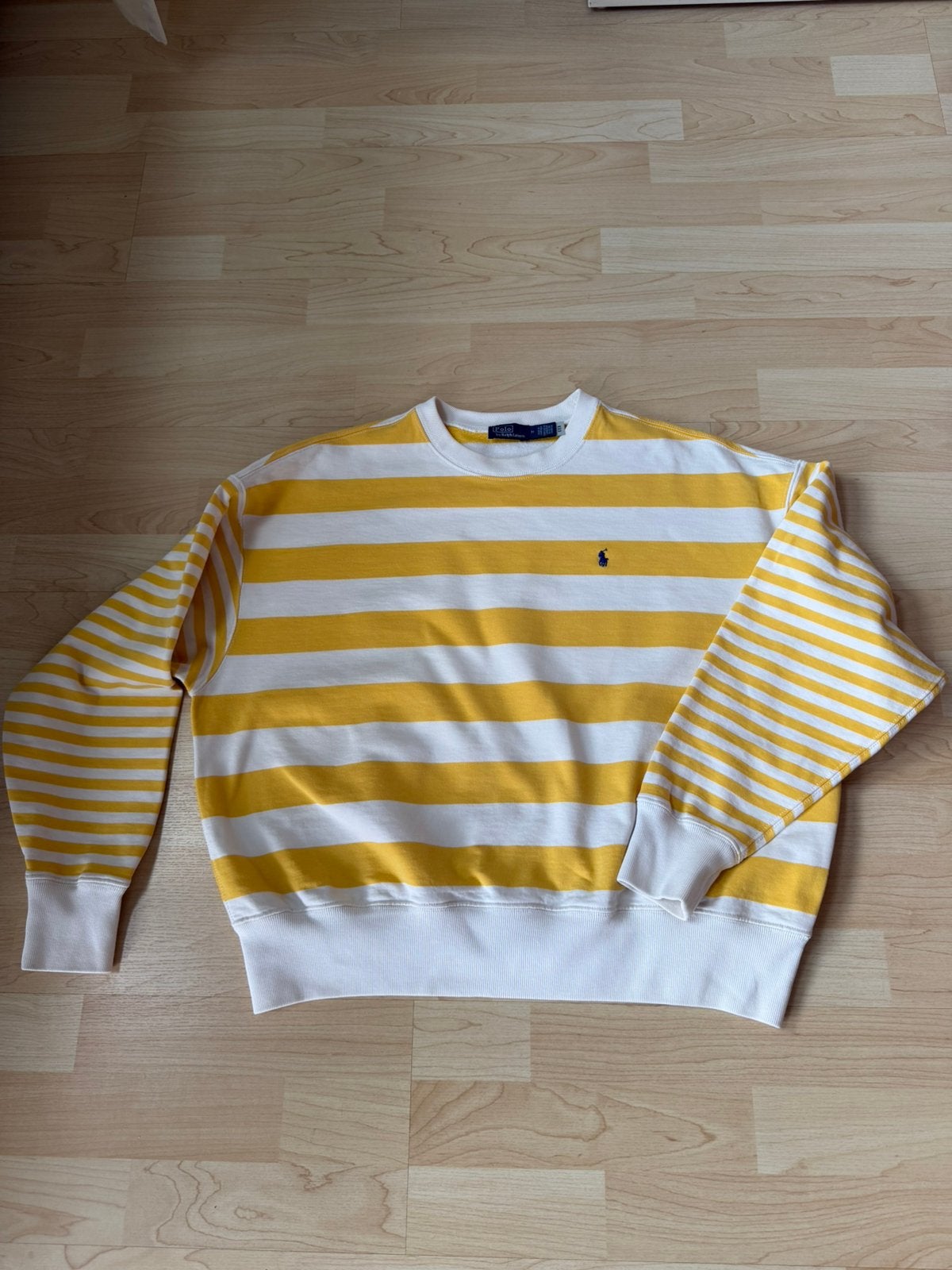 Polo Ralph Lauren - Geel wit gestreepte trui maat M, Ophalen of Verzenden, Zo goed als nieuw, Maat 38/40 (M), Geel