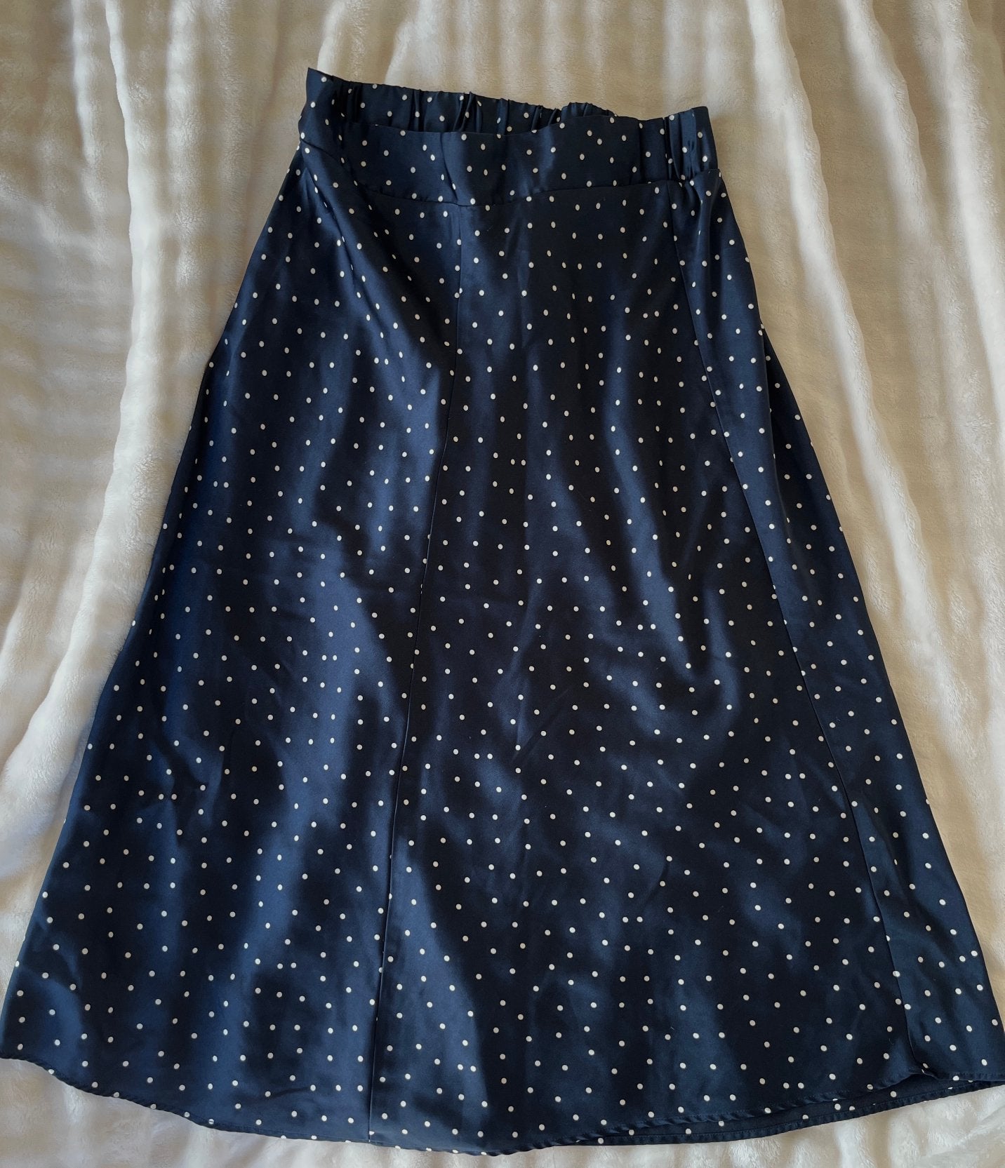 Polka dot skirt, Ophalen of Verzenden, Gedragen, Blauw, Onder de knie