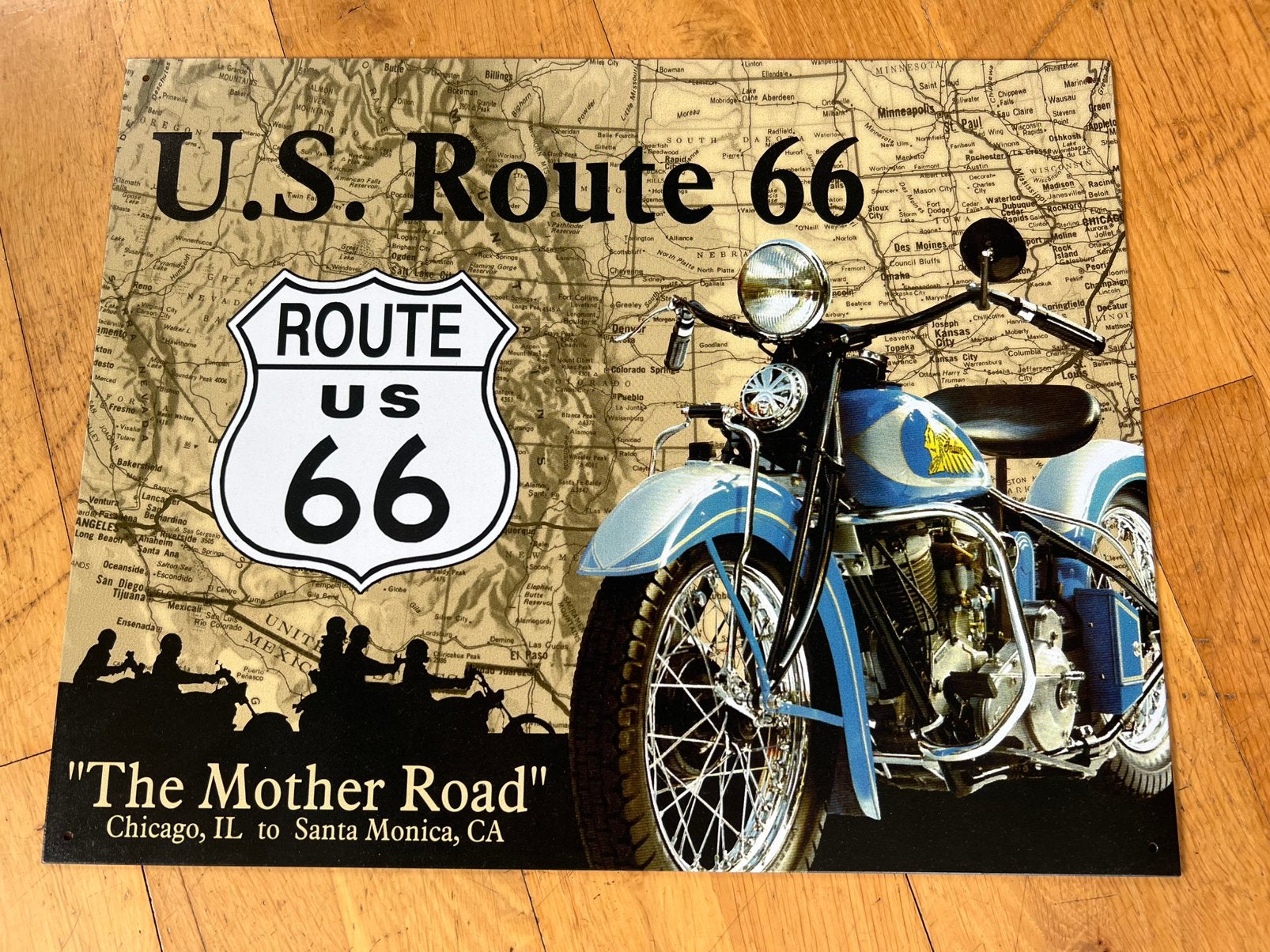 NIEUW Groot Metalen Wandbord U.S. Route 66 “The Mother Road”, Metaal, 31 cm, 40 cm, Nieuw