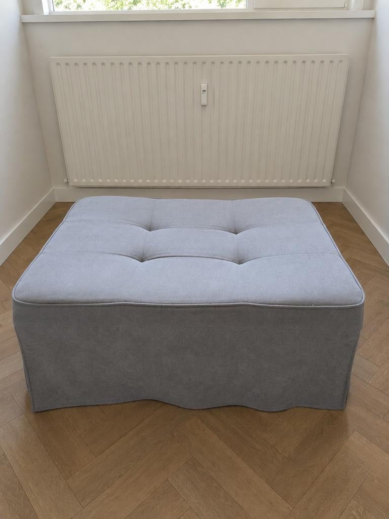 Grijze poef/logeerbed, Gebruikt, 90 cm, Eenpersoons, Grijs