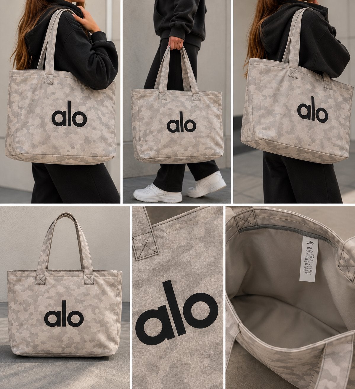 Alo Yoga Camo Tote Bag - Stijlvolle en ruime tas, Ophalen of Verzenden, Zo goed als nieuw, Beige, Shopper