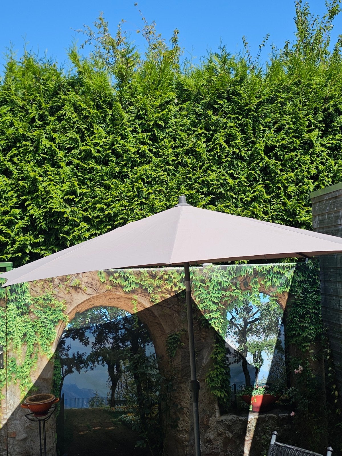 parasol met beschermhoes kleur ecru, Tuin en Terras, Ophalen, 2 tot 3 meter, Parasolvoet, Verstelbaar