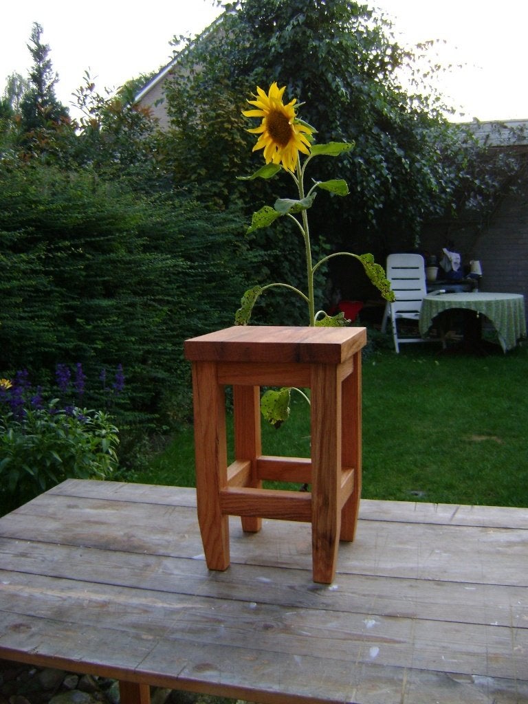 Krukje van eikenhout hoogte 35 cm, Ophalen, Gebruikt, Hout
