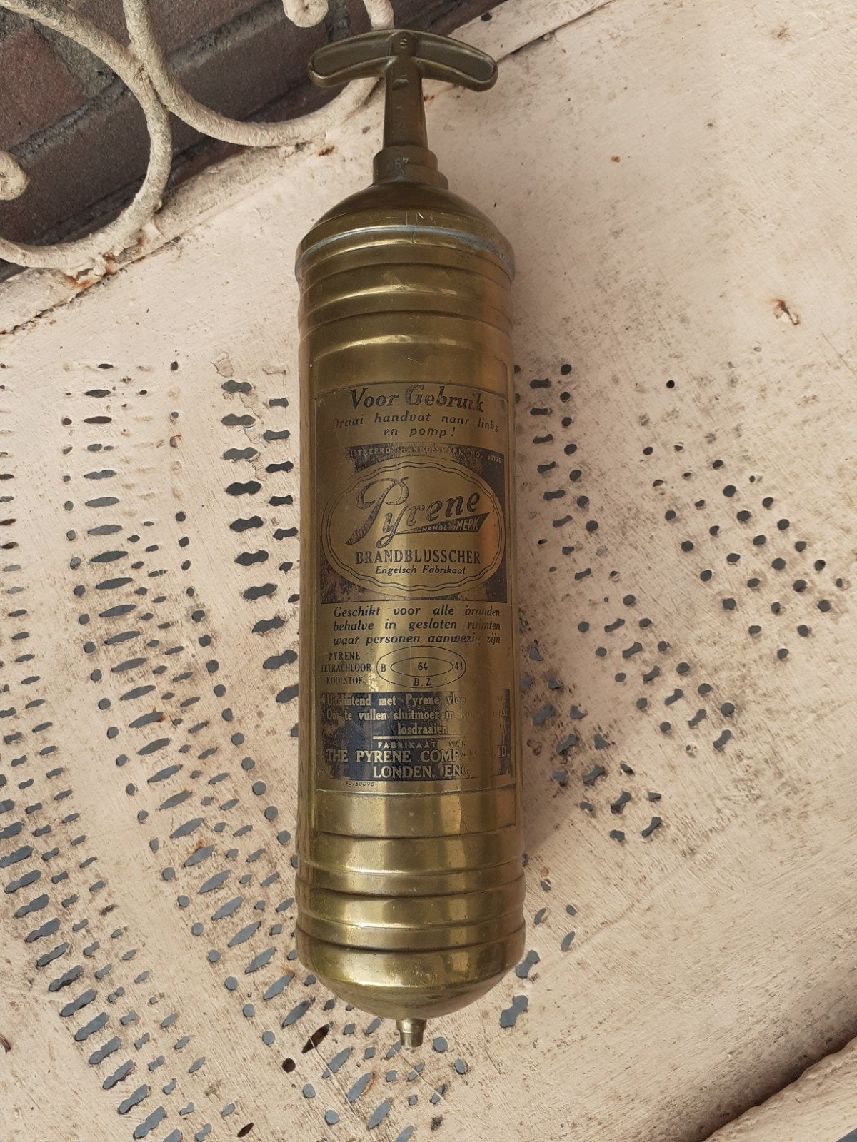 oude antieke koper handblusser, Ophalen of Verzenden