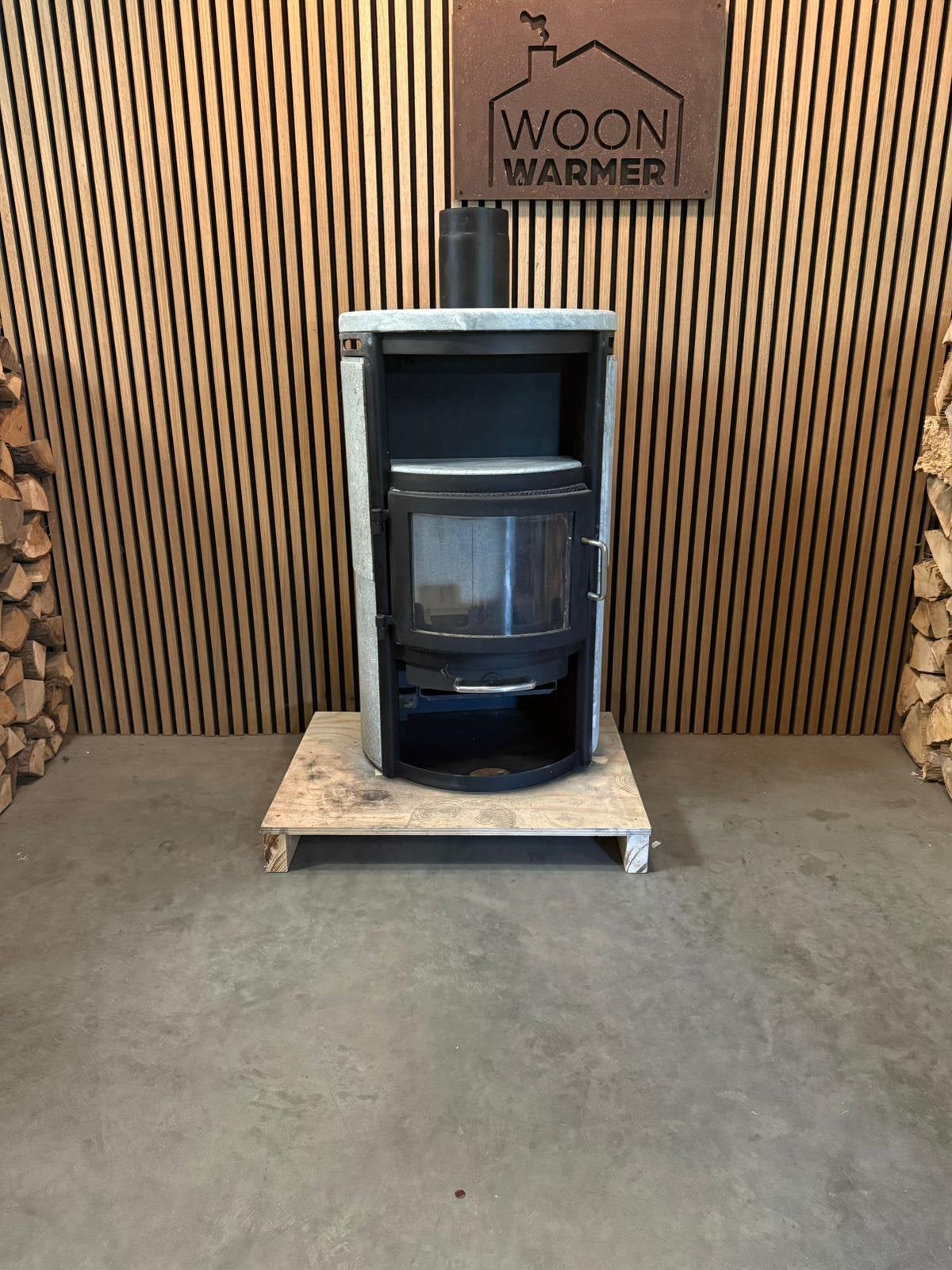 25188 Speksteenkachel Scan 8kw, Huis en Inrichting, Kachels, Ophalen, Info@woonwarmer.nl, Gebruikt, Houtkachel