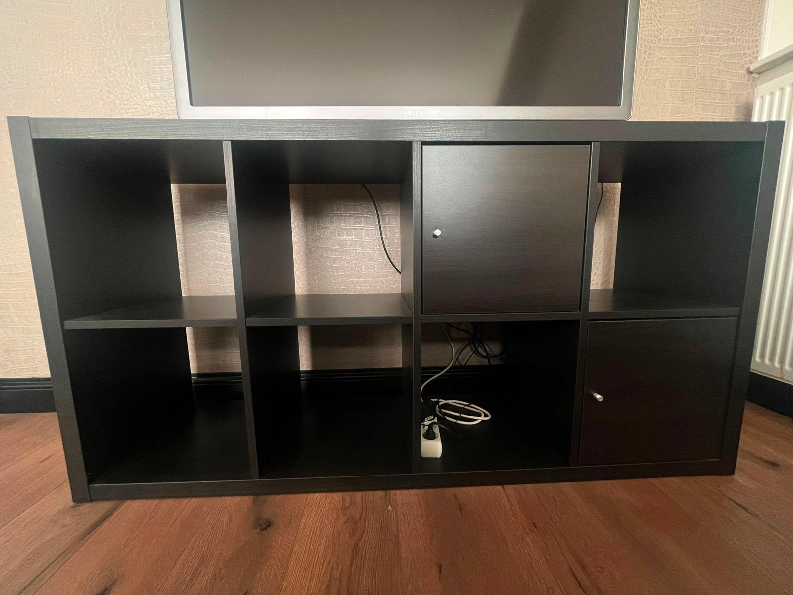 IKEA Kallax Kast Zwartbruin met Deuren en Planken, Ophalen, Gebruikt, 100 tot 150 cm, 50 tot 100 cm