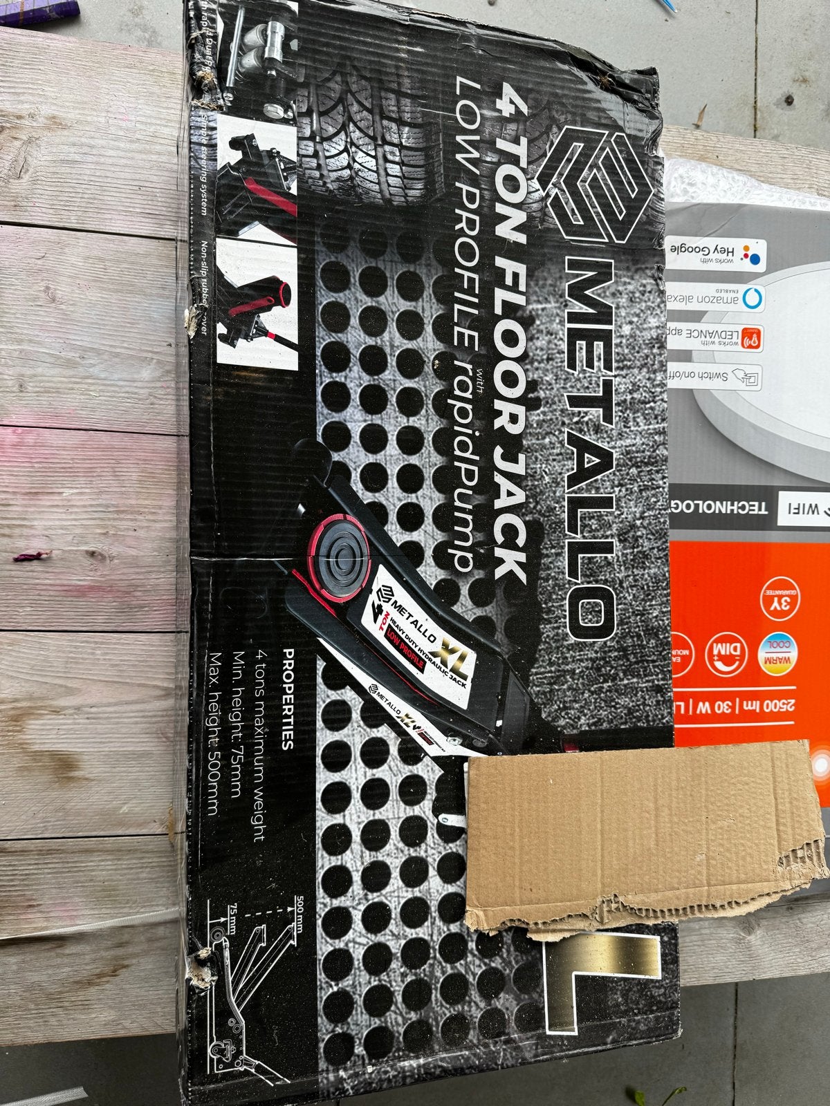 Metallo 4 Ton Lage Profiel Garagekrik met RapidPump, Auto diversen, Ophalen, Nieuw, Hydraulisch, Garagekrik