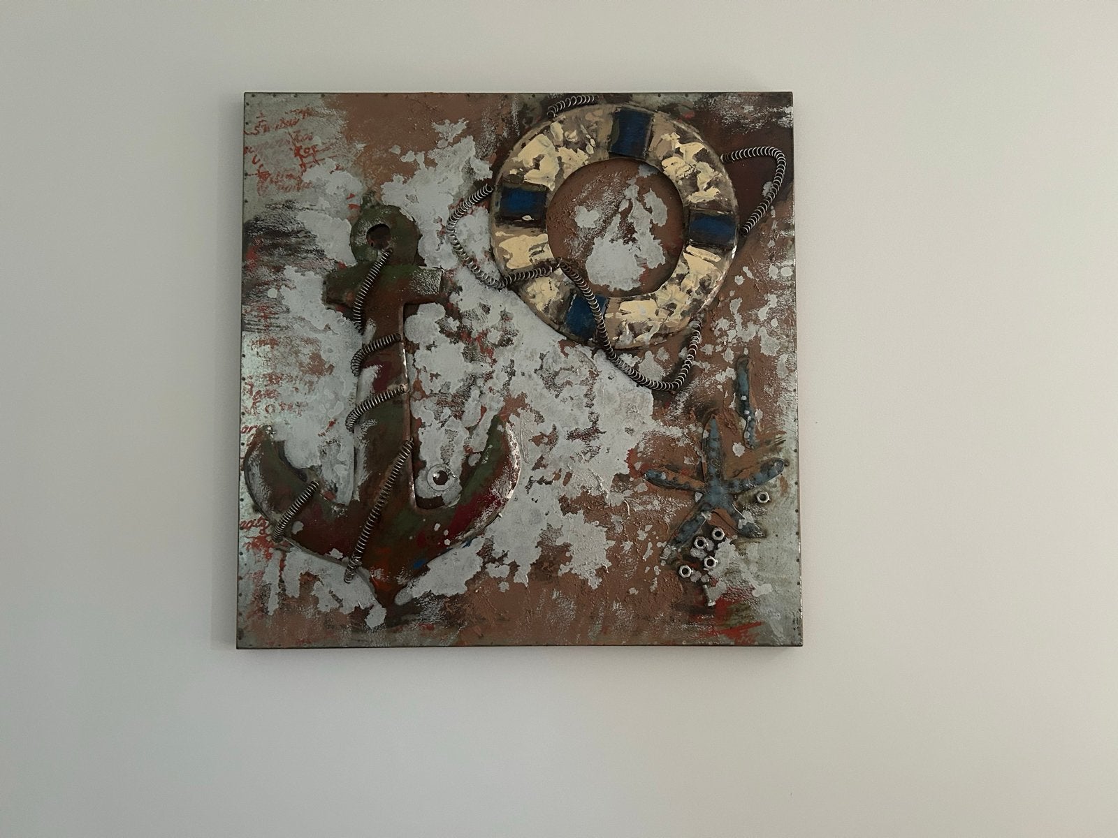 Metalen kunstwerk met maritiem thema, Ophalen